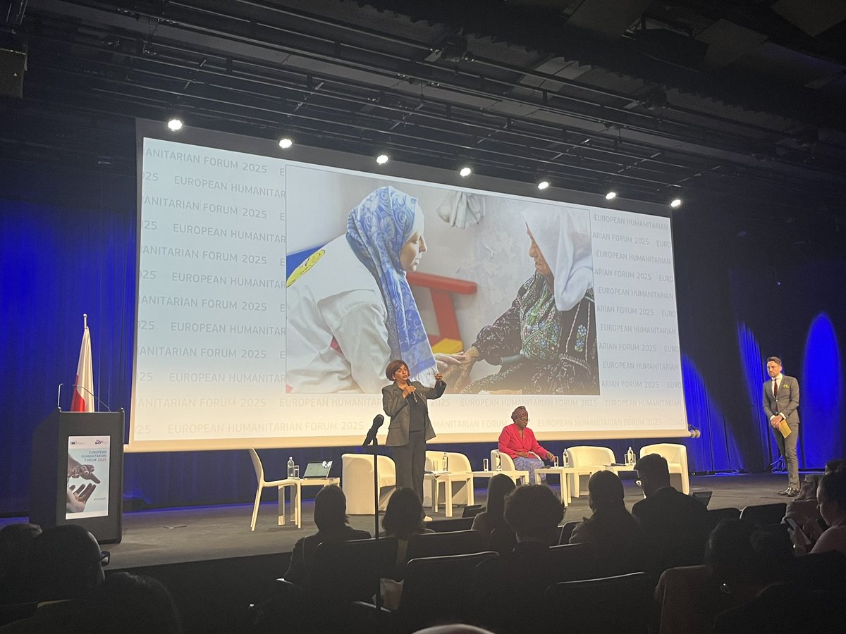 Strong women and partners of <a href="/CARENorge/">CARE Norge</a> speak at the #EHF2025 Claudine from DRC and Bahia from @UPMRC provide protection for women and girls in two brutal conflict zones. #humanitarianheros #gbv #protection  #womensrights