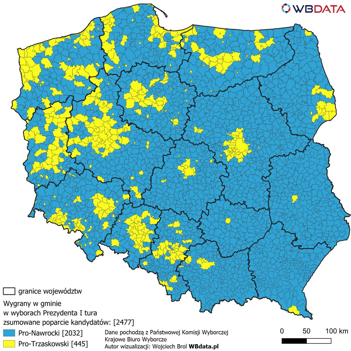 wbdata's tweet image. Kto wygrałby w gminie, gdyby inni kandydaci w 100% oddali głosy na obóz @trzaskowski_  lub @NawrockiKn  w #WyboryPrezydenckie2025 ? pro-Trzaskowski: @MagdaBiejat @Joanna_Senyszyn @szymon_holownia @ZandbergRAZEM a  pro-Nawrocki: @GrzegorzBraun_ @SlawomirMentzen @jakubiak_marek