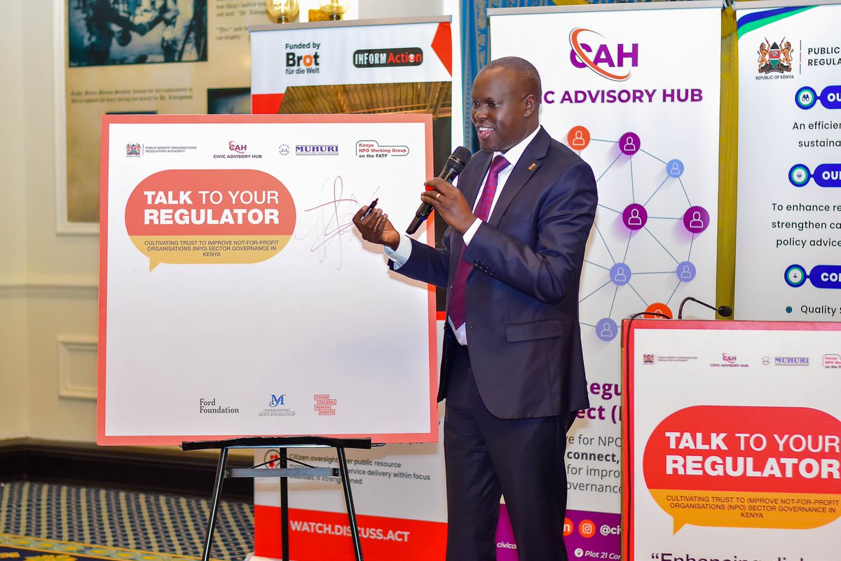 Dr Laxmana Kiptoo, Director General, PBORA  launching  #T2RKenya #EngageYourRegulator #TalkToYourRegulator