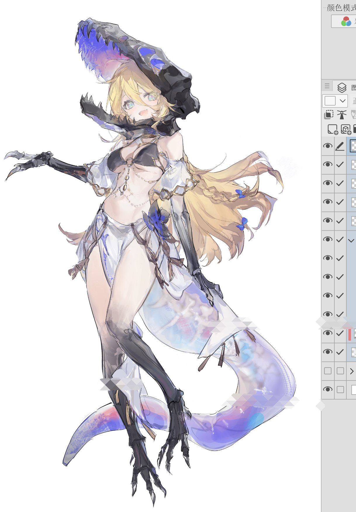 モノクロ原画 兎＊キノコ＊星花 モノクロ原画 兎＊キノコ＊星花