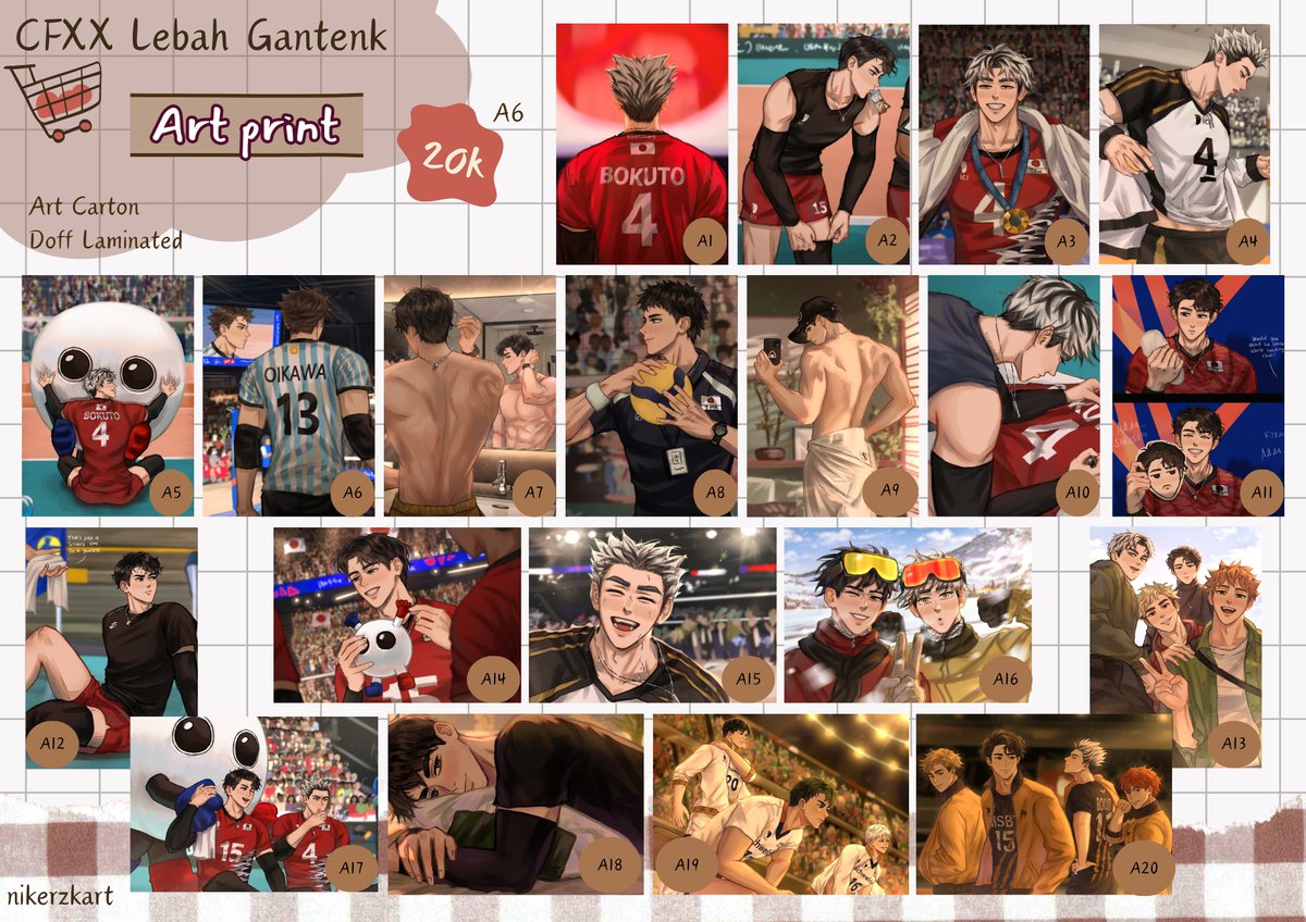 [❤️&amp;🔁 are very appreciated!]

Nikerzkart's #CFXX ots catalog!

🎪 ICE BSD, Lebah Gantenk G-18
📆 24-25 May (both days)
🏷 Haikyuu
🛍 Cash &amp; qris

#Comifuro20 #cfxxcatalogue #comifuroxx