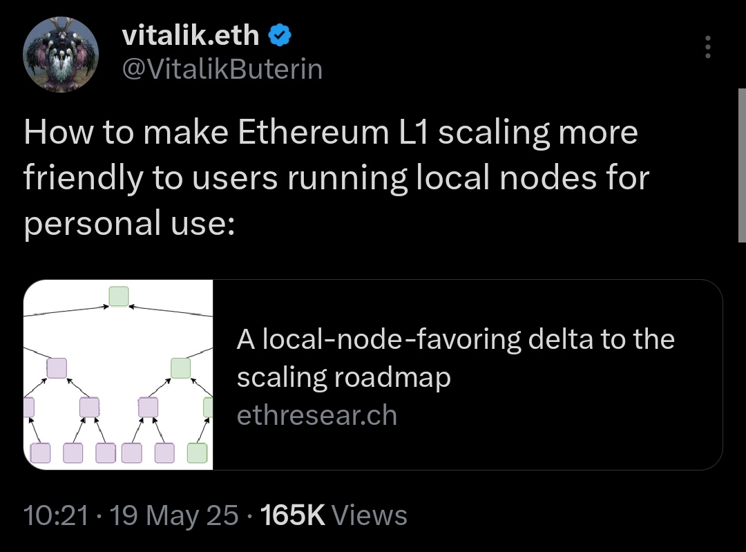 🚨 BIG UPDATE 🚨 Vitalik Buterin proposes partially stateless nodes to  scale #Ethereum, enabling 10–100x gas limit increases while reducing full  node storage needs.