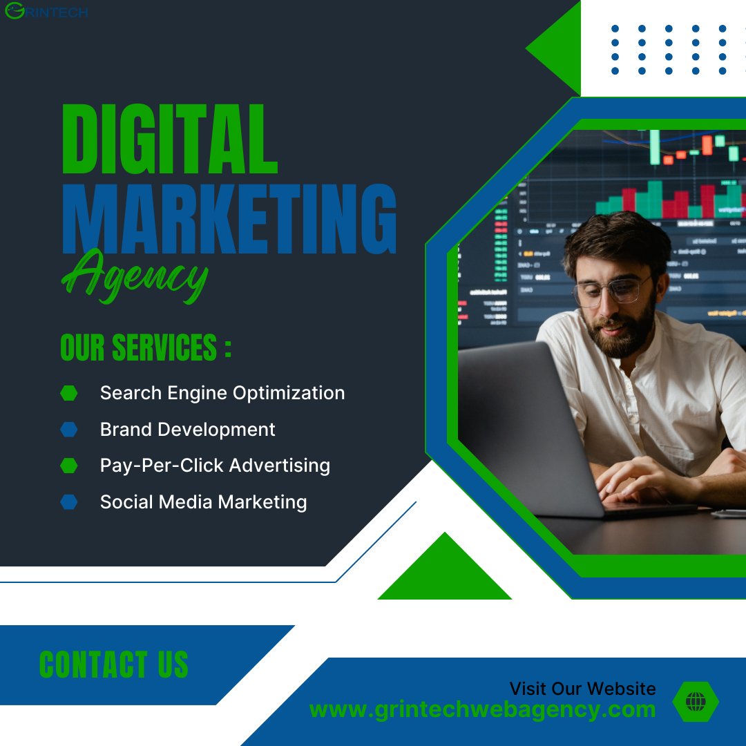 GrintechA's tweet photo. Our digital marketing agency specializes in delivering data-driven solutions to help businesses increase visibility, generate leads, and drive revenue. 
#digitalmarketing #marketingtips #DigitalBusiness #marketingdigital  #googleads  #marketinggoals #grintechwebagency https://t.co/ith7yIwAaG