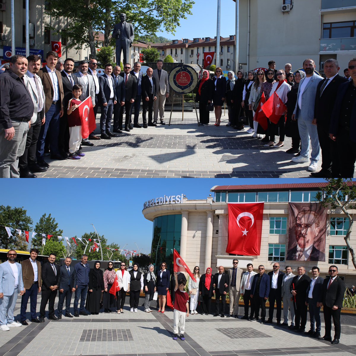 mhpbeykoz's tweet photo. Gençlik ve Spor Bakanlığı Beykoz İlçe Müdürlüğümüz (@gencliksporbak) uhdesinde tertiplenen #19MayısGenclikveSporBayramı kutlama töreni çelenk sunma programına katılım sağladık. 

İlçe Başkanımız Emre ÇÖMLEKÇİ’ye vekâleten İlçe Başkanvekîlimiz Salih DURSUN, İlçe Sekreterimiz Mehmet ÇÜRÜKSU, Kadın Kolları Başkanımız Sare SEZER, Belediye Meclîs Üyemiz Bülent GÖKDAĞ ve İlçe Yönetim Kurulu Üyelerimizden oluşan Heyetimiz törende hazır bulundular. 

Bayramımız kutlu olsun. 🇹🇷 #19mayis1919