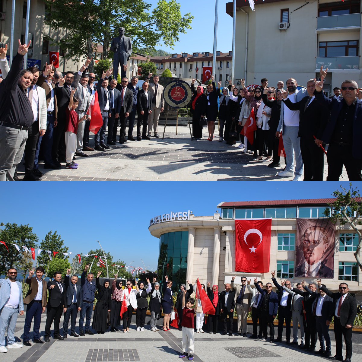mhpbeykoz's tweet photo. Gençlik ve Spor Bakanlığı Beykoz İlçe Müdürlüğümüz (@gencliksporbak) uhdesinde tertiplenen #19MayısGenclikveSporBayramı kutlama töreni çelenk sunma programına katılım sağladık. 

İlçe Başkanımız Emre ÇÖMLEKÇİ’ye vekâleten İlçe Başkanvekîlimiz Salih DURSUN, İlçe Sekreterimiz Mehmet ÇÜRÜKSU, Kadın Kolları Başkanımız Sare SEZER, Belediye Meclîs Üyemiz Bülent GÖKDAĞ ve İlçe Yönetim Kurulu Üyelerimizden oluşan Heyetimiz törende hazır bulundular. 

Bayramımız kutlu olsun. 🇹🇷 #19mayis1919