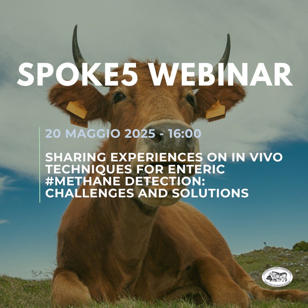 AssAspa's tweet image. 👩🏻‍💻 “Sharing experiences on in vivo techniques for enteric #methane detection”
Vi invitiamo a partecipare al #webinar organizzato nell’ambito dello #Spoke5 del progetto CN Agritech.
📅 Martedì, #20maggio, 16:00 - 17:30.
Link al webinar 👇🏼
unitus.zoom.us/j/82717722027