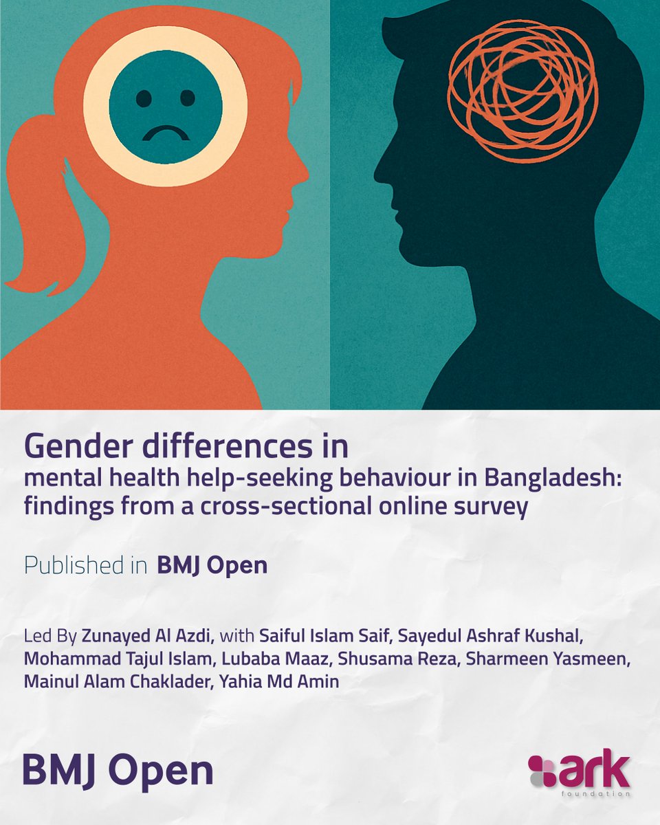 arkfoundation1's tweet photo. Congratulations to @azdi_16, Senior Research Manager at ARK, on his role as lead author of a significant new study published in #BMJOpen examining #genderdifferences in mental health help-seeking behaviour in Bangladesh. https://t.co/XaeG7q7dIG