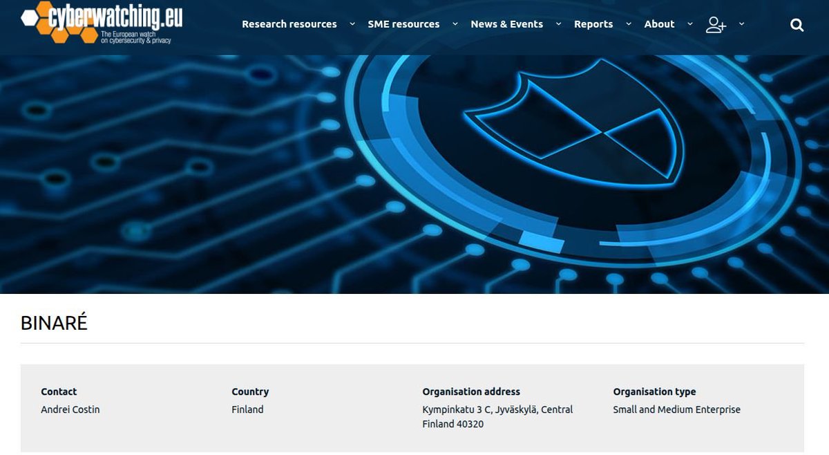 🚀New #BinarePresence update!

We're now featured on <a href="/cyberwatchingeu/">cyberwatching.eu</a> – the hub for EU #cybersecurity innovation🌍

🔗 cyberwatching.eu/providers/2884…
➡️ More: blog.binare.io/about/online-p…

#IoTSecurity #ECCC #ECCO #EUProjects #Binare #Infosec #Startup #DigitalEurope