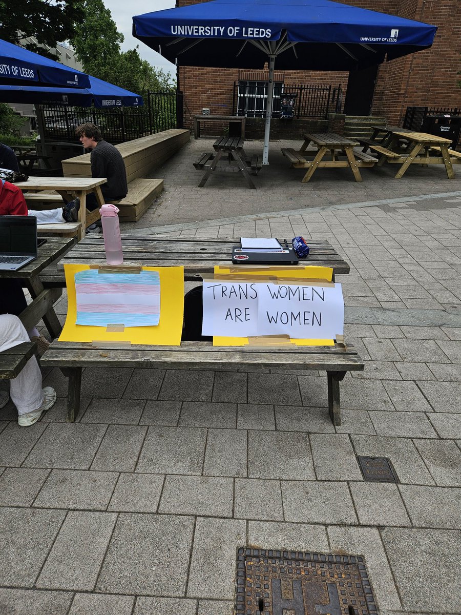 Maeve Halligan (@maevehalligan) on Twitter photo A group of three students have set up these signs 20 metres from us. I asked them if they wanted to speak to <a href="/_ConnieShaw/">Connie Shaw</a> and me, but they refused.
I wasn't permitted to take a photo before, as one of them was sitting directly behind the sign and didn't want to be in the shot. A group of three students have set up these signs 20 metres from us. I asked them if they wanted to speak to <a href="/_ConnieShaw/">Connie Shaw</a> and me, but they refused.
I wasn't permitted to take a photo before, as one of them was sitting directly behind the sign and didn't want to be in the shot.