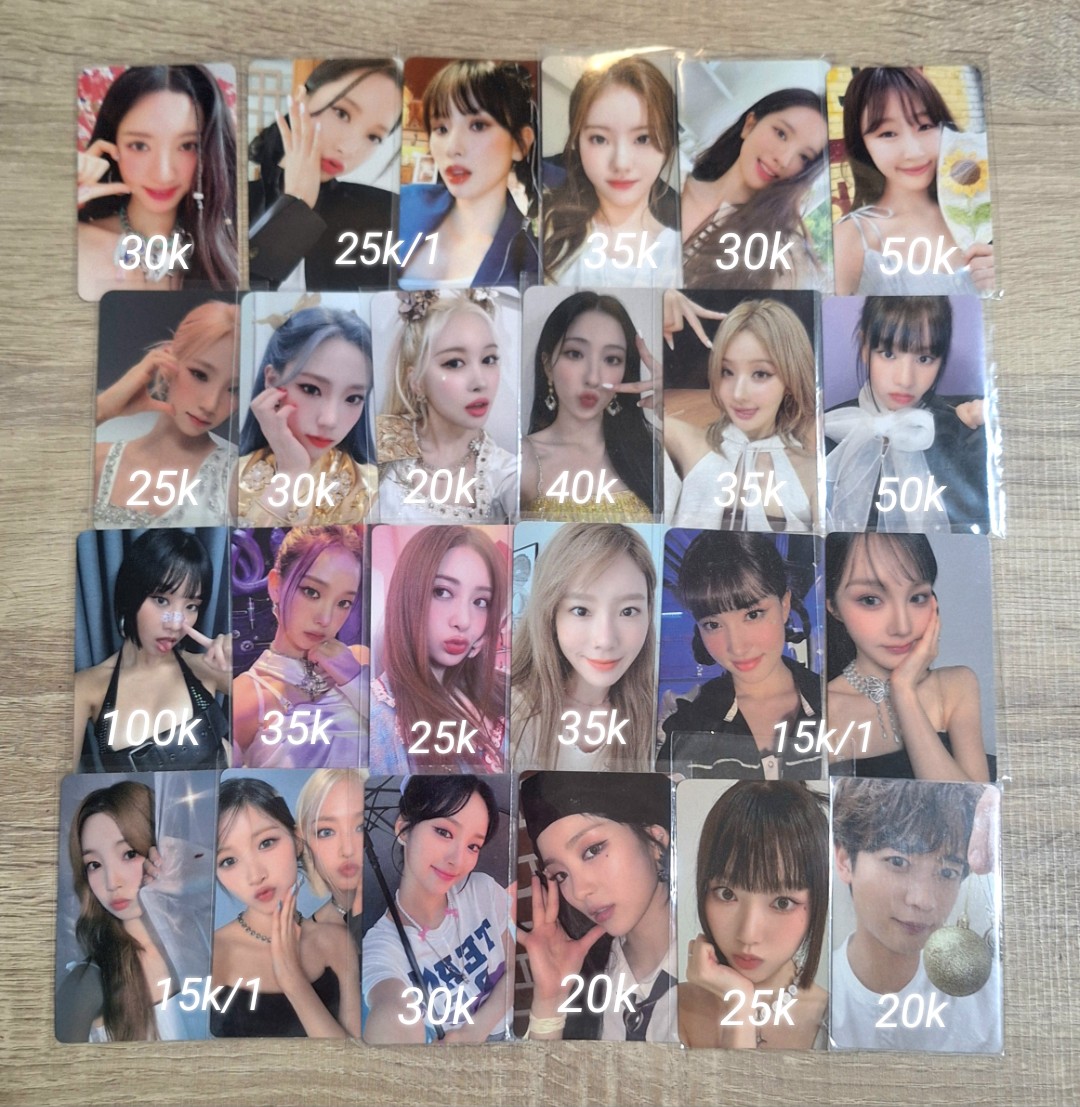 Chryleen's tweet photo. Wts / want to sell / lfb  
Aab GG Photocards 

📍Jakarta
~ Ina only 
✔️ Keep event  
❌ Sensitive buyers

t. wjsn kiof natty belle aespa karina lesserafim snsd taeyeon stayc wooah el7zup rocket punch rcpc purple kiss purki ichillin eji loossemble loona shinee minho 우주소녀 양도 https://t.co/4fjqrlIN2R