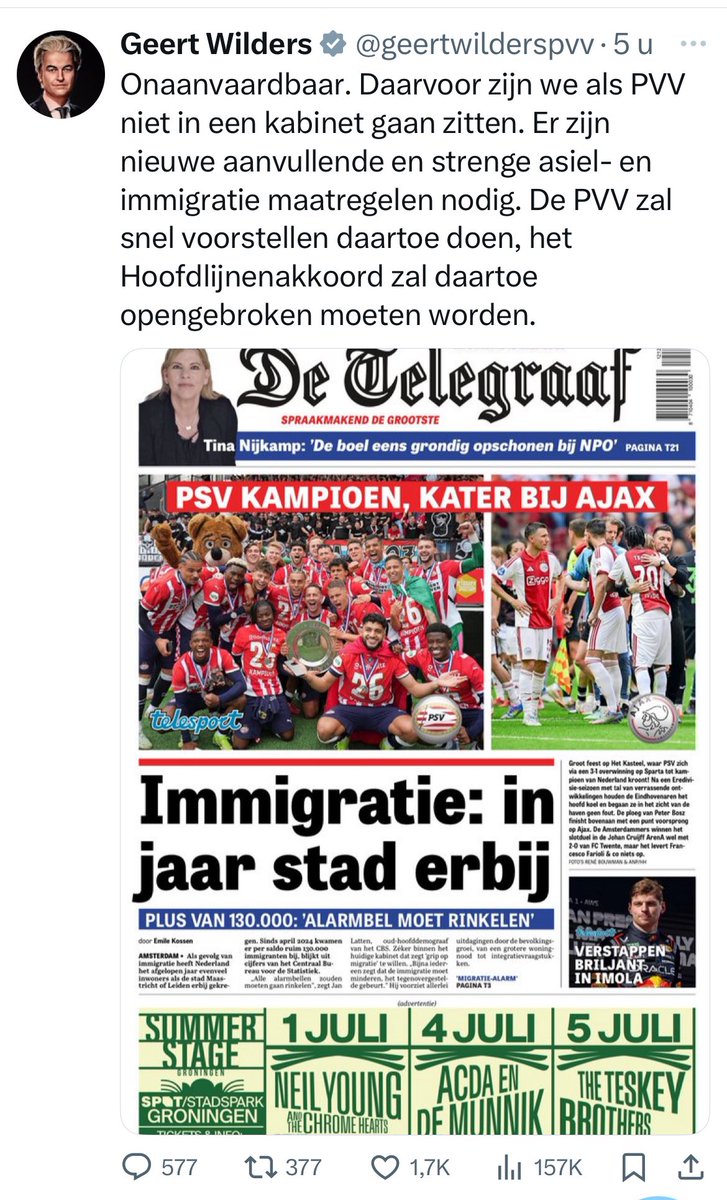 Hadden ze maar moeten winnen tegen Groningen. 
Of moet ik verder doorlezen over onaanvaardbare deel?