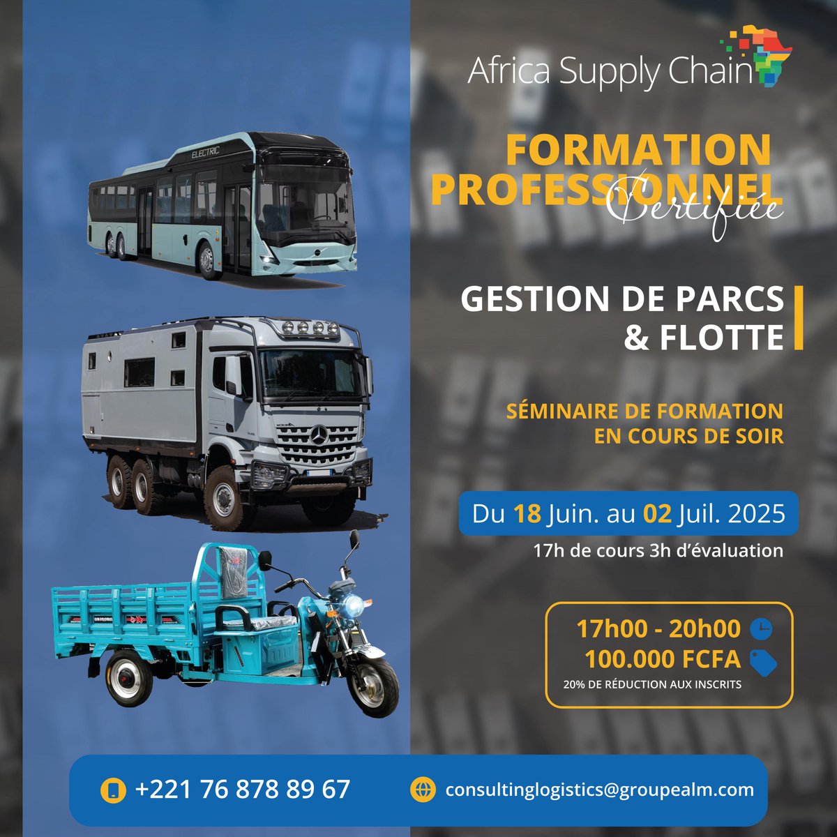 supply_africa's tweet photo. 🔴 Plus que quelques jours pour s'inscrire et participer à la formation sur la Gestion de Flotte🚚 sur ce lien : https://t.co/yCVNix3NbK

#formationprofessionnelle #gestiondeparc #fleetmanagement #logistics #transport #training #logisticiens #entrepreneurs https://t.co/VbENmvN8lF