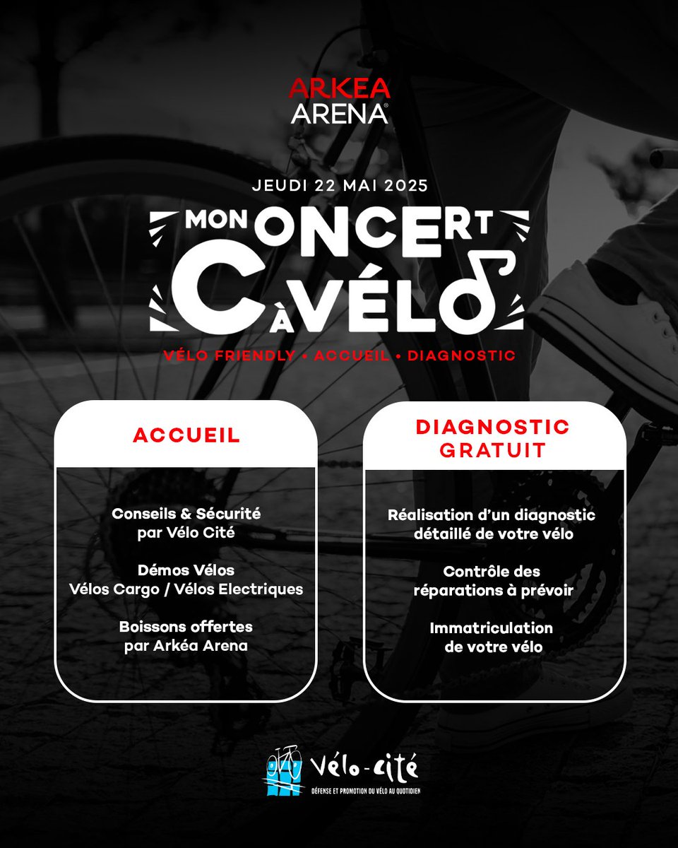 Arkéa Arena (@arkeaarena) on Twitter photo Arkéa Arena renouvelle son association avec <a href="/VeloCiteBdx/">Vélo-Cité Bordeaux</a> et leur opération Mon Concert à Vélo à l'occasion du spectacle La Tournée du Trio le 22 Mai 2025🚲 Plus d'infos >> arkea.live/MCAV25 Arkéa Arena renouvelle son association avec <a href="/VeloCiteBdx/">Vélo-Cité Bordeaux</a> et leur opération Mon Concert à Vélo à l'occasion du spectacle La Tournée du Trio le 22 Mai 2025🚲 Plus d'infos >> arkea.live/MCAV25