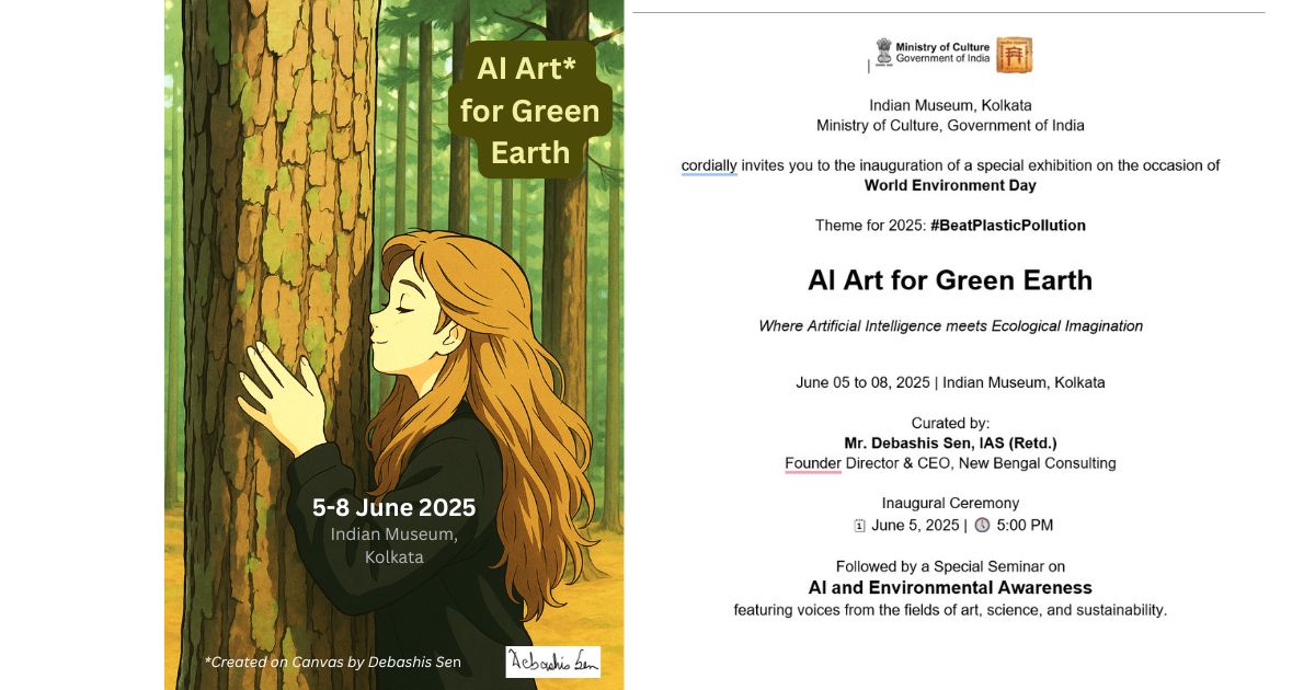 #WorldEnvironmentDay 5 June 2025, 5pm. "Ai Art for Green Earth", curated by me from my AI Canvas Art. At the Indian Museum, Kolkata. In collaboration with the Indian Museum, Ministry of Culture. Please join. Till 8th June 2025
