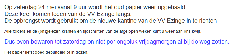 vvezinge's tweet image. #vvEzinge #oudpapier zaterdag!