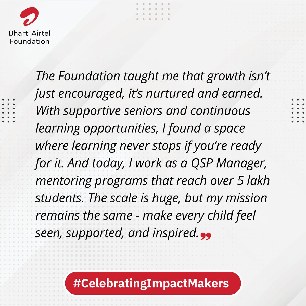 Our journey of transformation continues…

In the second story of our #CelebratingImpactMakers series, meet Sourab Sharma - The Visionary Mentor - who began as an Academic Mentor in Rajouri, J&amp;K and now leads programs impacting over 5 lakh students across the state.