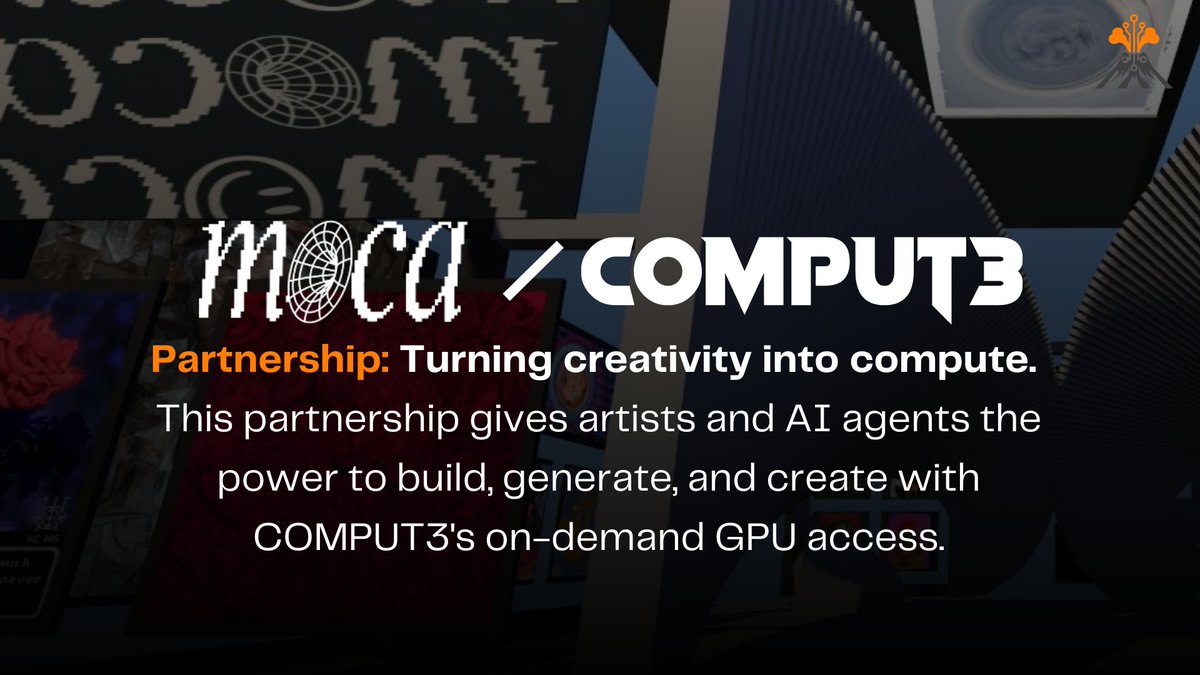 🌋🎨Big things brewing with the <a href="/MuseumofCrypto/">Museum of Crypto Art 🔜🕳🐇</a> crew!
They’ll be using COMPUT3 to: 

a) Serve pre-installed LLMs to their $MOCA-powered AI agents
b) Inspire artists to spin up ComfyUI workflows on-demand⚡️ 

Art meets compute. Creativity meets infra. This is what we’re here for.