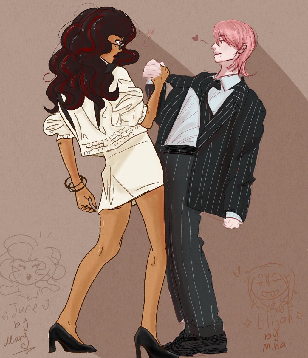 Callmemary01's tweet image. Collab with fine shyt @mika_kiyama 

So yeah They might be a thing 🫣 who knows 🫦 🥀

June belongs to me 🤎❤️

Elijah belongs to mika 🩷✨

#myart #ocs #ocXoc