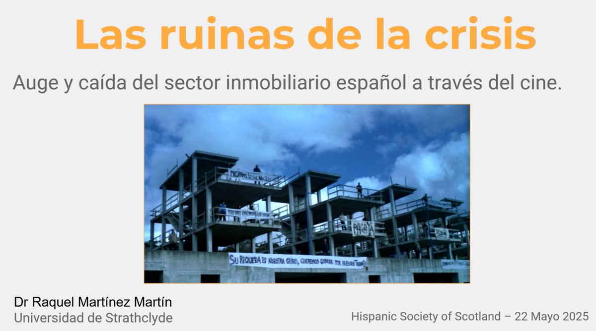 electricrakel's tweet photo. Es un auténtico honor para mí haber sido invitada por la Hispanic Society of Scotland para compartir una pequeña parte de mi investigación sobre los vestigios de la crisis de 2008 en el cine español. Si te interesa, contacta con hispanicsocietyofscotland@gmail.com para reservar. https://t.co/sjEoSXwETf