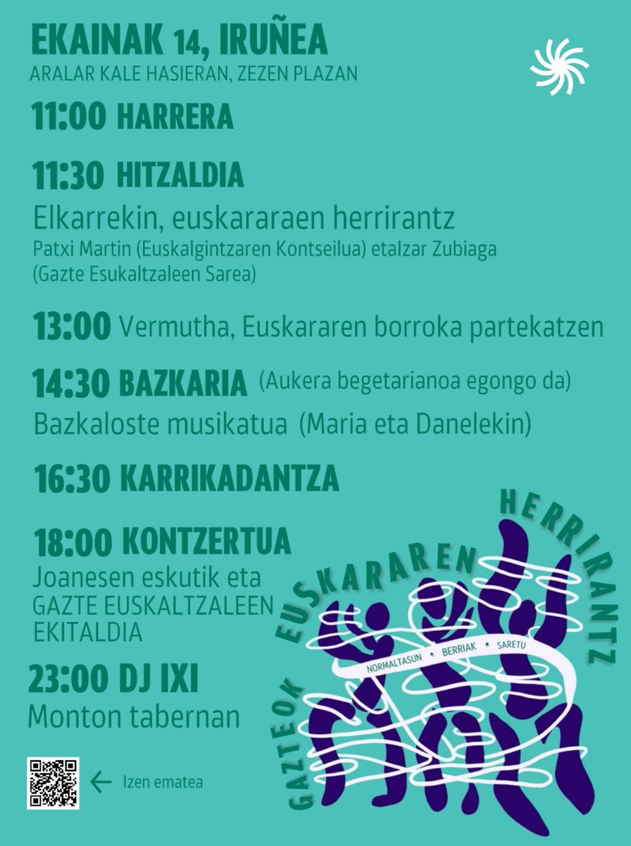 NUPeko Euskara Taldea (@euskarataldea) on Twitter photo Hemen daukazue Gazte Euskaltzaleon Topaketaren egitaraua, maiatzaren 22an izango da aurkezpena eta ekainak 14ko egunaren egitaraua zehaztua baita ere!!
📢 Euskararen normalizazioaren alde, botere judizialaren eskuhartzerik EZ!
<a href="/MatalazTxokoa/">MATALAZ</a> <a href="/kontseilua/">Euskalgintzaren Kontseilua</a> <a href="/Gaztealdia/">Gazte Euskaltzaleen Sarea</a> Hemen daukazue Gazte Euskaltzaleon Topaketaren egitaraua, maiatzaren 22an izango da aurkezpena eta ekainak 14ko egunaren egitaraua zehaztua baita ere!!
📢 Euskararen normalizazioaren alde, botere judizialaren eskuhartzerik EZ!
<a href="/MatalazTxokoa/">MATALAZ</a> <a href="/kontseilua/">Euskalgintzaren Kontseilua</a> <a href="/Gaztealdia/">Gazte Euskaltzaleen Sarea</a>