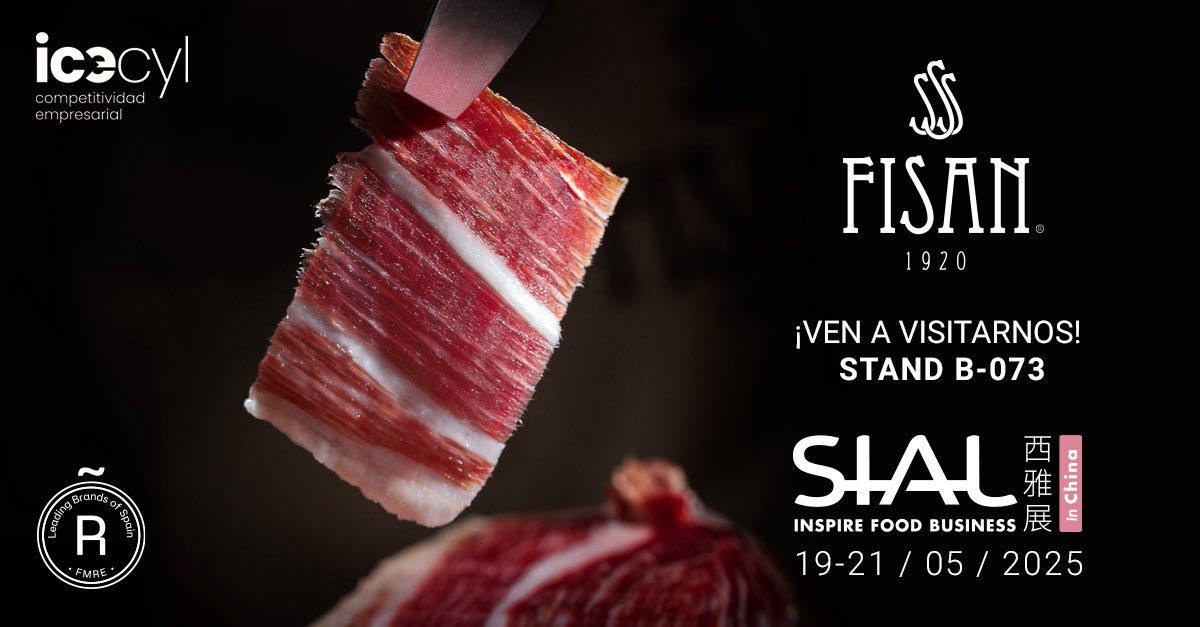 FISAN (@ibericosfisan) on Twitter photo Hoy arranca #SIALShanghai, última parada de un mes intenso para #FISAN en nuestro camino hacia la #internacionalización.
Tras Milán y Hong Kong, aterrizamos en China con <a href="/empresasjcyl/">Competitividad Empresarial JCyL</a> para seguir llevando la excelencia del ibérico al mundo.
📍 Stand B-073 | 19-21 mayo
#ICECYL Hoy arranca #SIALShanghai, última parada de un mes intenso para #FISAN en nuestro camino hacia la #internacionalización.
Tras Milán y Hong Kong, aterrizamos en China con <a href="/empresasjcyl/">Competitividad Empresarial JCyL</a> para seguir llevando la excelencia del ibérico al mundo.
📍 Stand B-073 | 19-21 mayo
#ICECYL
