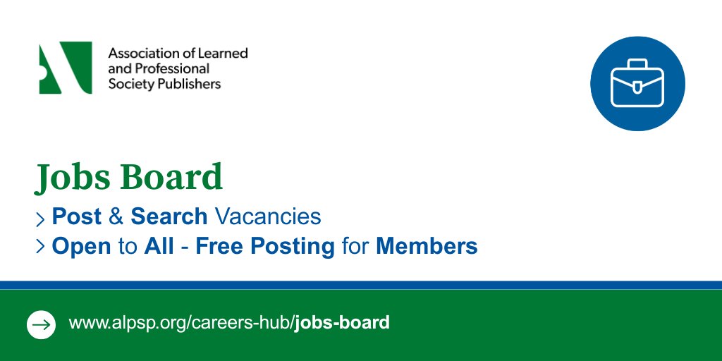 📢 #JOBS: University of London Press are seeking applications for the role of Production Manager.

Visit ALPSP Jobs Board for more information 👉 alpsp.org/careers-hub/jo…

#ScholComm #ScholarlyPublishing #Careers