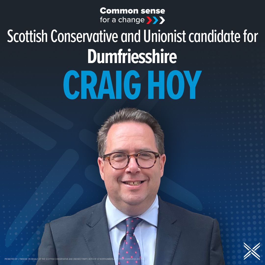 Craig Hoy MSP (@craigwhoy1) on Twitter photo Honoured to be selected as <a href="/ScotTories/">Scottish Conservatives</a> candidate for Dumfriesshire at the Scottish Parliament elections next May. Privilege to follow Oliver Mundell and his great record in taking the fight to the SNP locally. Remember it's only <a href="/ScotTories/">Scottish Conservatives</a> or the SNP who can win here. Honoured to be selected as <a href="/ScotTories/">Scottish Conservatives</a> candidate for Dumfriesshire at the Scottish Parliament elections next May. Privilege to follow Oliver Mundell and his great record in taking the fight to the SNP locally. Remember it's only <a href="/ScotTories/">Scottish Conservatives</a> or the SNP who can win here.