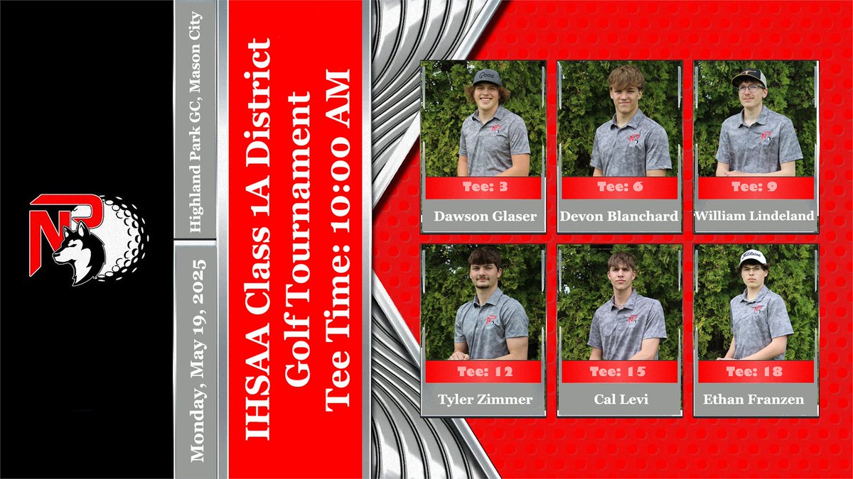 Good luck to <a href="/NPBGolf/">NP Boys Golf</a> as they head to Highland Park GC in Mason City for the IHSAA Class 1A District Golf Tournament. Tee time is set for 10:00 AM. #LetsDoThis
