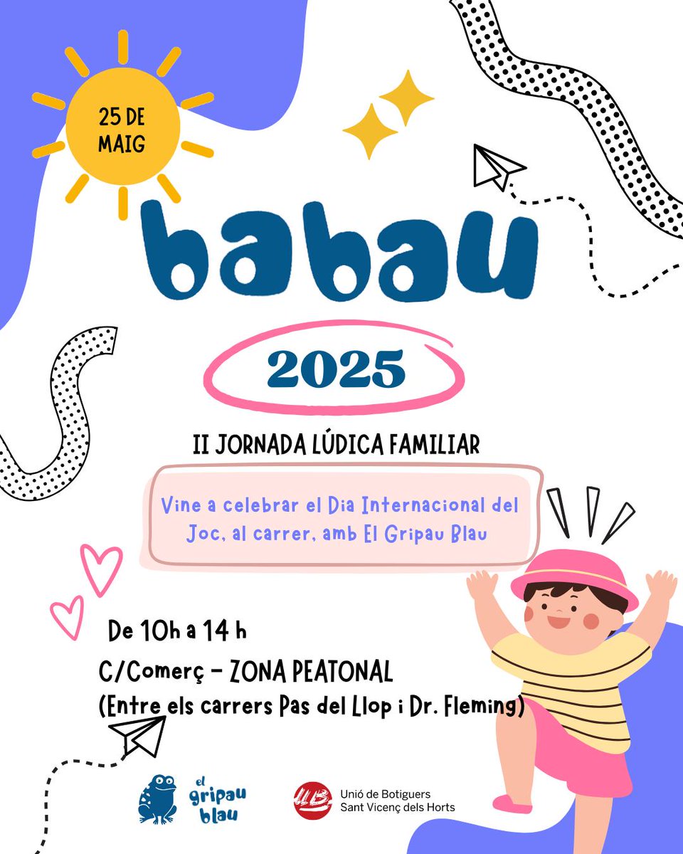 Famílies de Sant Vicenç, torna la jornada lúdica BABAU 2025!!! 🎉🎈 Diumenge 25 de maig al matí. ✨ Posa-la al calendari!

#SantVicençDelsHorts #Nens #Nenes #BaixLlobregat