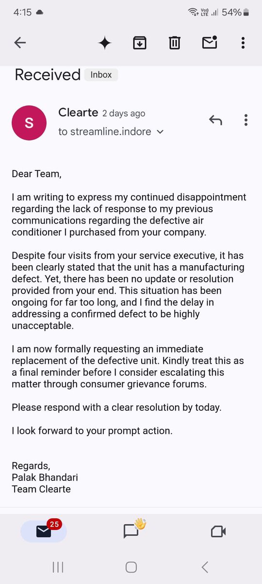 shwetaojha09's tweet photo. @SamsungIndia @Samsung @SamsungHelp @jagograhakjago @ConsumerVoiceIn @GoI_MeitY @DoC_GoI @IndoreCollector @CMMadhyaPradesh @JansamparkMP Attaching the email too that we had sent, but to our disappointment, no reply has been there @SamsungIndia @Samsung @SamsungHelp @jagograhakjago @ConsumerVoiceIn @GoI_MeitY @DoC_GoI @IndoreCollector @CMMadhyaPradesh @jansamparkMP https://t.co/Uq4MvRYeg5