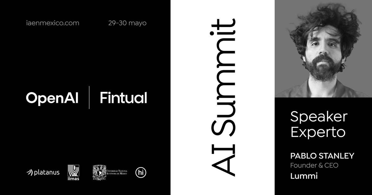 YOOO! Voy a participar en el AI Summit México, este 29 y 30 de mayo en Ciudad de México, organizado por <a href="/OpenAI/">OpenAI</a> y <a href="/fintual/">Fintual</a>.

Mi charla se titula "El Niño y la Máquina" — es una historia sobre cómo mi relación con la IA pasó de “herramienta” a… algo más raro. A veces amiga, a