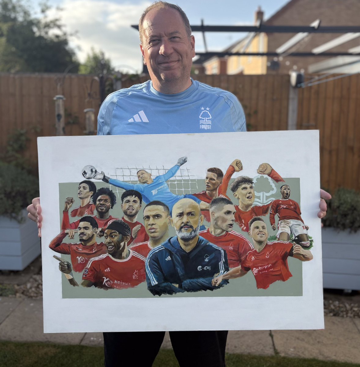 Martin_Ward01's tweet photo. Oil painting celebrating the awesome @NFFC team performance is complete - likely to be auctioned for charity if I can get team to sign.  @Nuno @AnthonyElanga @RyanYates97  @officialcwood @Calteck10 @necowilliams01 @Morgangibbs27 @Aina2Ola #COYR #NFFC https://t.co/6gvjbk7uFf