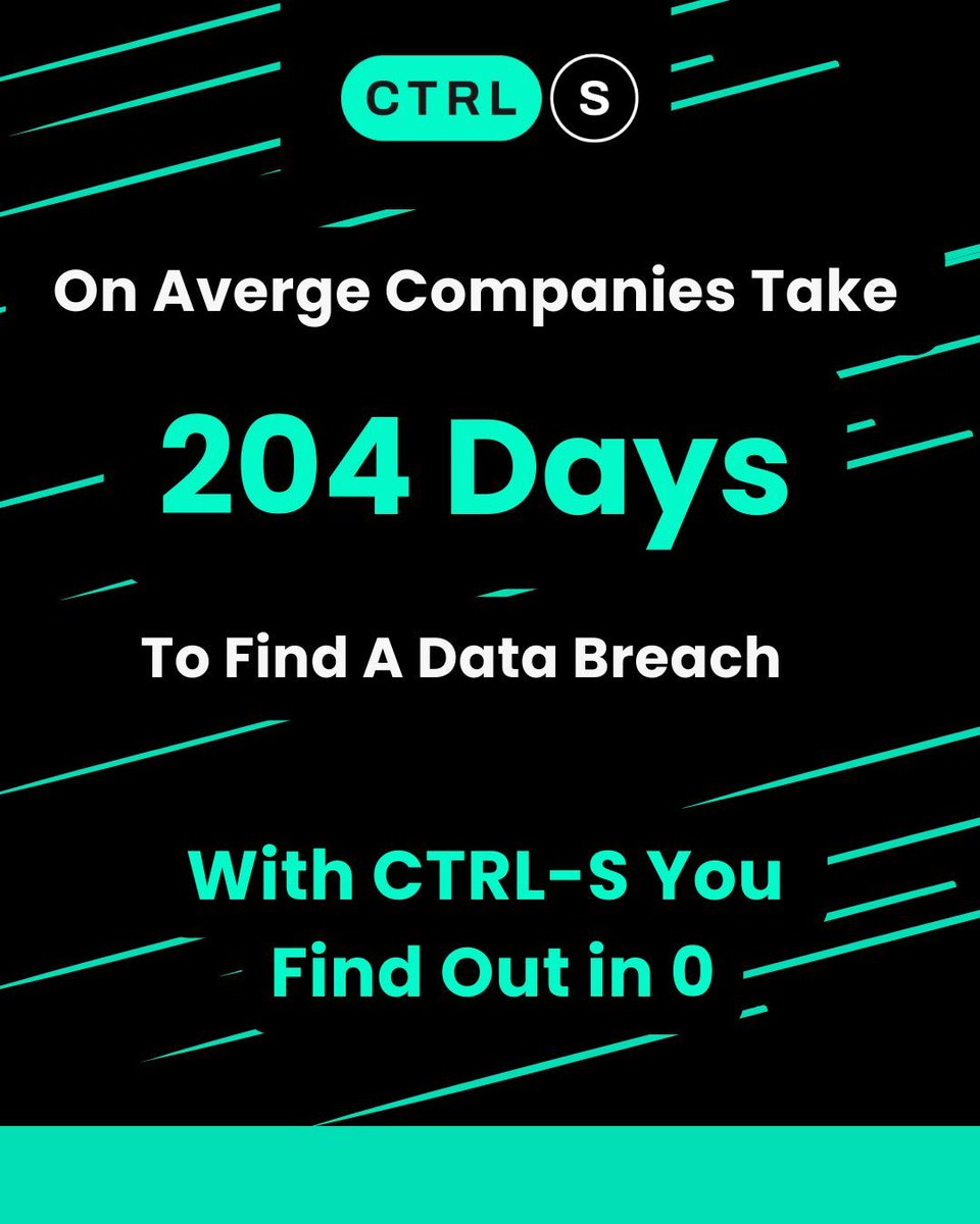 CTRLSltd's tweet photo. 🚨 204 Days.
That’s how long it takes most companies to detect a data breach.

With Ctrl-S, you’ll know in zero. 

Because when it comes to your data, every second counts.
Don’t wait. Detect threats before they become disasters.

#CyberSecurity #DataBreach https://t.co/gP4iysxiJP