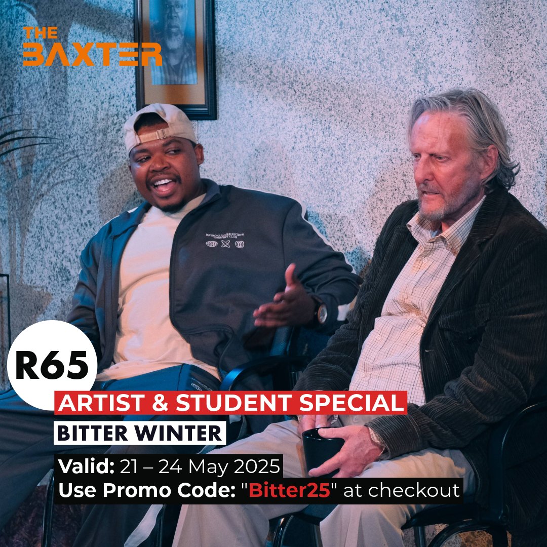 🟠 BITTER WINTER – ARTIST &amp; STUDENT SPECIAL

🎟️ BOOK HERE: bxr.mobi/winter
📣 PROMO CODE: Use "Bitter25" at checkout

Paul Slabolepszy’s gripping new play, Bitter Winter, is finally in Cape Town!