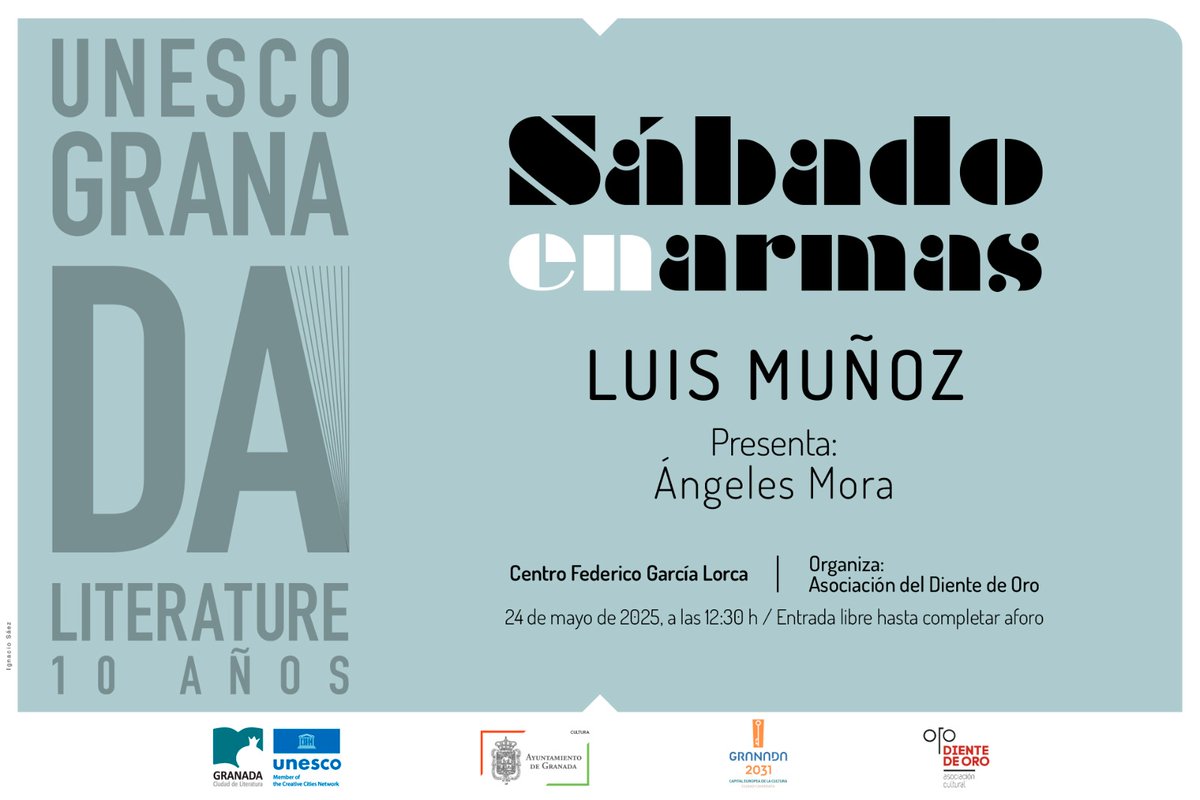 La feria ha terminado, pero nuestro ciclo Sábado en armas continúa en una nueva edición en la que recibiremos al poeta Luis Muñoz. Con él conversará la magnífica Ángeles Mora. Os esperamos este sábado a las 12.30.