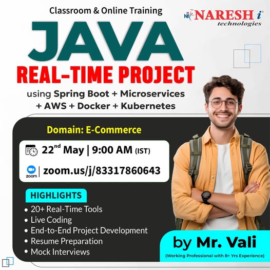JNareshit511's tweet image. ๐ด Classroom & Online Training in Ameerpet Branch ๐ด
๐ Join our Java Real Time Project Training
โ๏ธ Registration Link: shorturl.at/WI6go
๐New Batch Details:
Date: 22nd May 2025
Time: 9:00 AM to 11:30 AM
#java #fullstackjava #ProgrammingInJava #javatraining