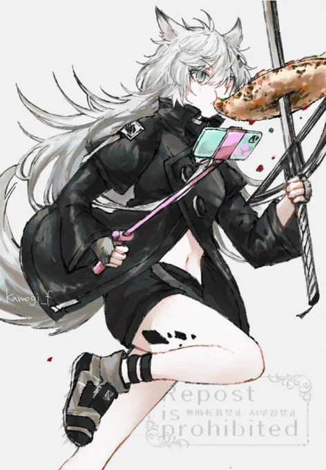 テラライブ2話の爆走しながらUちゃんの配信機材片手に食べてるラップランドかわいかった#アークナイツ 