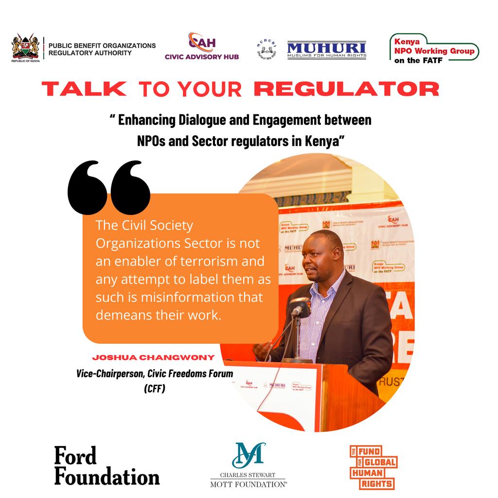 "What a start! The #T2RKenya launch brought different stakeholders and several regulators together to boost NPO trust and governance. Let’s keep talking! #TalkToYourRegulator #EngageYourRegulator"