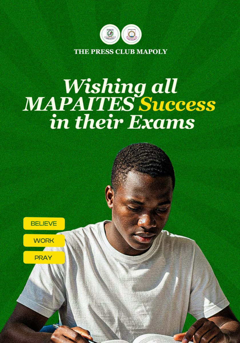 PressClubMAPOLY's tweet image. PCM  Wishes MAPAITES Success in Their Exams

The Press Club  Moshood Abiola Polytechnic, PCM  extends its heartfelt  wishes to all students as the first semester examination kickstart. 
#Pressclubmapoly #Mapoly #Campusjournalism