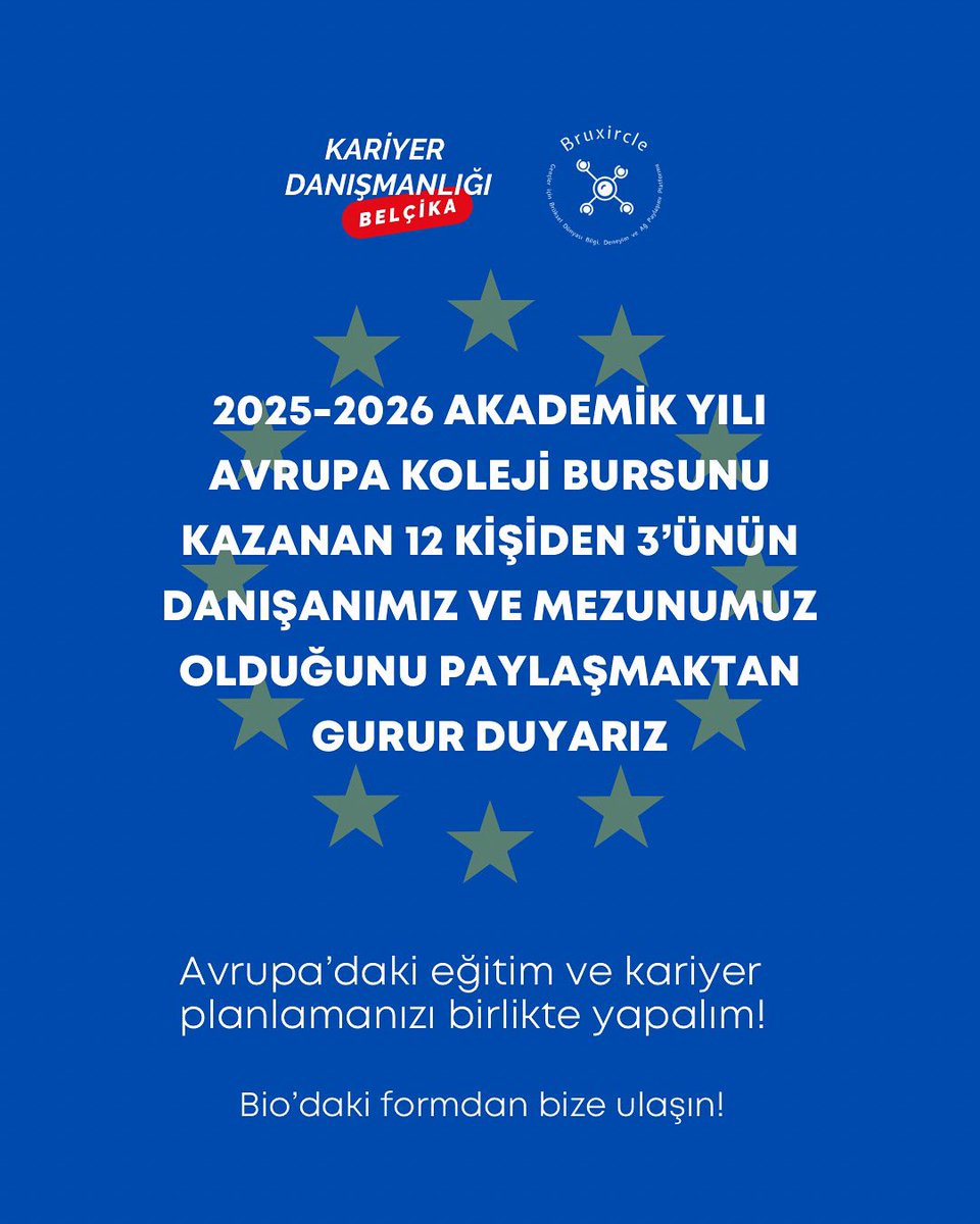 Bruxircle (@bruxircle) on Twitter photo 🇹🇷🇪🇺2025-2026 Akademik Yılı için <a href="/ABBaskanligi/">T.C. Dışişleri Bakanlığı Avrupa Birliği Başkanlığı</a> tarafından sağlanan Avrupa Koleji Bursunu kazanan ve aralarında danışanlarımız ve mezunlarımızın bulunduğu adayları tebrik ediyoruz!
Avrupa’ya yönelik yüksek lisans başvurularınızda bizden destek almak için👉🏻 bit.ly/3LHUtvT 🇹🇷🇪🇺2025-2026 Akademik Yılı için <a href="/ABBaskanligi/">T.C. Dışişleri Bakanlığı Avrupa Birliği Başkanlığı</a> tarafından sağlanan Avrupa Koleji Bursunu kazanan ve aralarında danışanlarımız ve mezunlarımızın bulunduğu adayları tebrik ediyoruz!
Avrupa’ya yönelik yüksek lisans başvurularınızda bizden destek almak için👉🏻 bit.ly/3LHUtvT