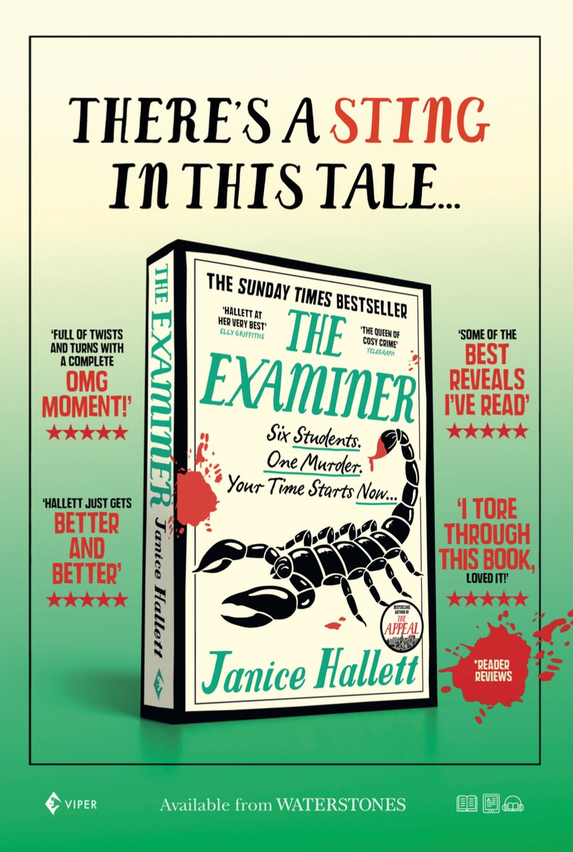 Janice Hallett (@janicehallett) on Twitter photo It's paperback launch week for #TheExaminer 🎉 and to celebrate, this AMAZING poster is appearing now at scores of UK rail stations from Ainsdale to Worcester Shrub Hill. If you're lucky enough to spot one, I'd LOVE to see a pic😍 Thanks <a href="/ViperBooks/">Viper Books</a> 🎓🦂 It's paperback launch week for #TheExaminer 🎉 and to celebrate, this AMAZING poster is appearing now at scores of UK rail stations from Ainsdale to Worcester Shrub Hill. If you're lucky enough to spot one, I'd LOVE to see a pic😍 Thanks <a href="/ViperBooks/">Viper Books</a> 🎓🦂