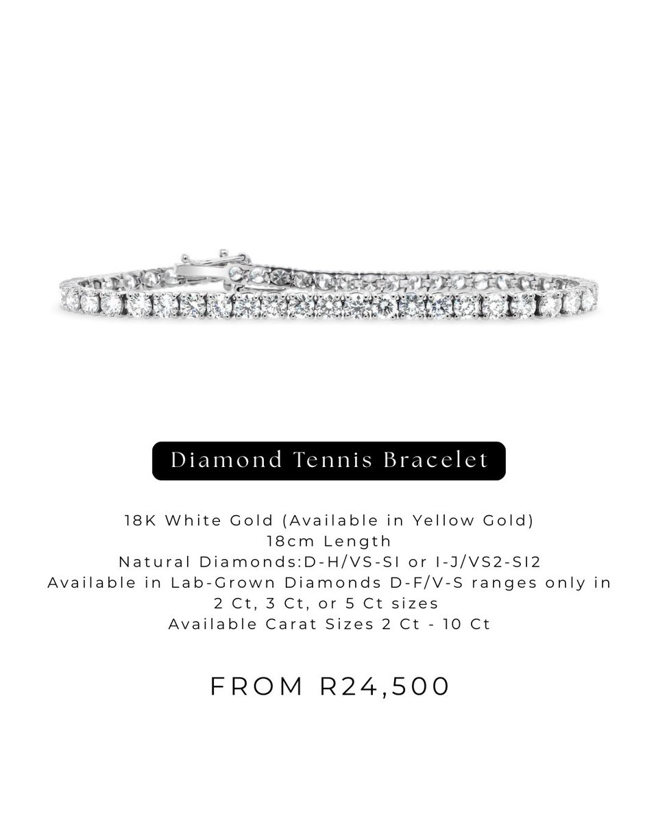 STONZDIAMONDS's tweet photo. Our Diamond Tennis Bracelets in luxurious 18K white gold are designed to elevate every moment — from everyday elegance to special occasions ✨

Set with Natural or Lab-Grown round Diamonds, each bracelet offers timeless sparkle and refined sophistication. Available in a variety of carat sizes (2–10 Ct) to suit your style, with illusion options that create maximum impact at an accessible price.

Customisable in Yellow Gold and adjustable in length — because luxury should fit just right.

From R24,500 💎

Shop on our website today! 
https://t.co/L4WElKsPW2

#stonz #tennisbracelet #diamondbracelet #finejewellery #everydayluxury #18kgold #labgrowndiamonds #naturaldiamonds #timelessdesign #madeinsouthafrica #luxurydetails #handcraftedgold #diamondjewellery #whitegoldbracelet #elegantstyle #stackedstyle