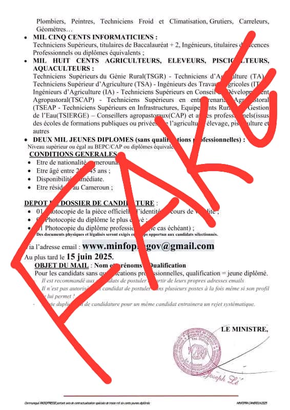MINFOPRA officiel (@minfopra_gov) on Twitter photo FAKE !!!! FAKE !!!!