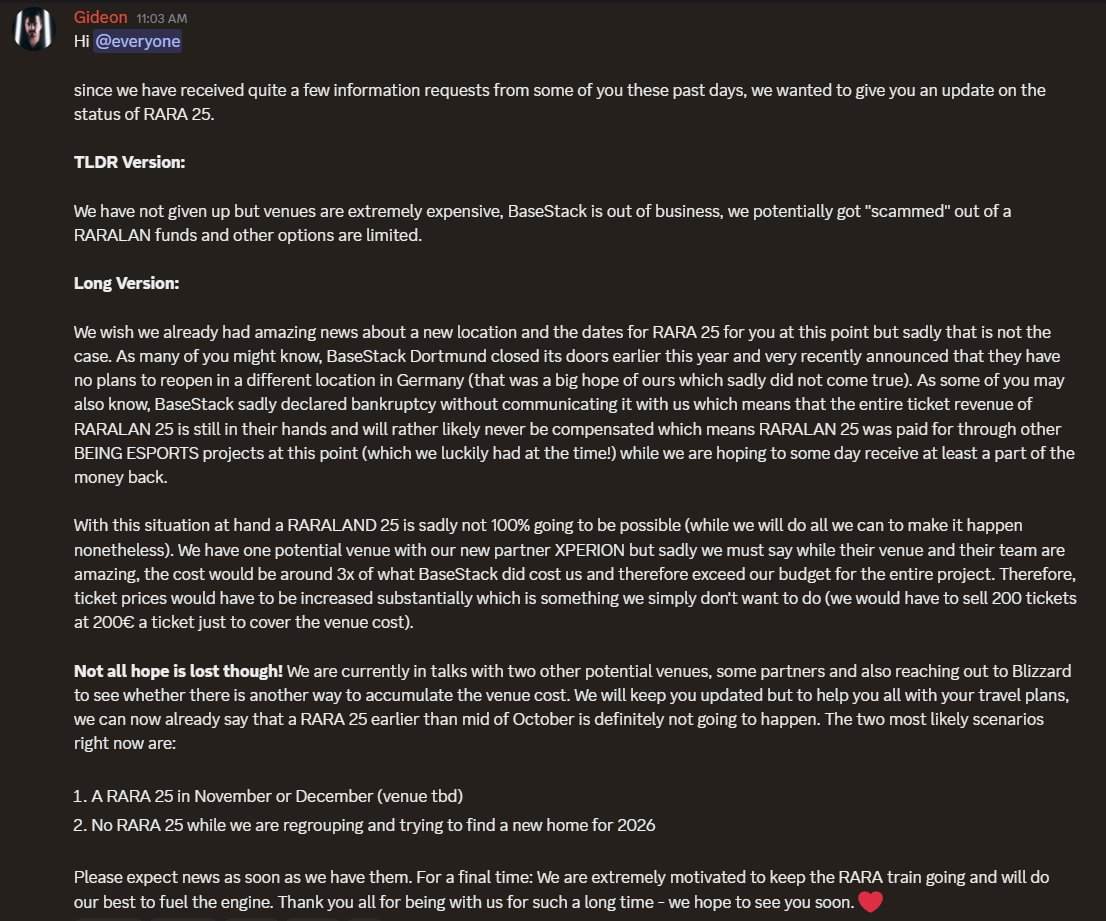 A word on RARALAND

tl,dr: 
Rough situation, but not impossible we can make it work.

Any help is obviously much appreciated!