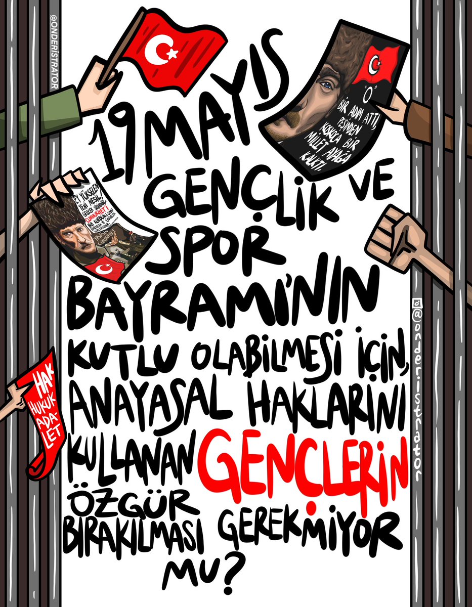 19 Mayıs Gençlik ve Spor Bayramı’nın kutlu olabilmesi için, anayasal haklarını kullanan gençlerin özgür bırakılması gerekmiyor mu?🇹🇷 #gençleriserbestbırakın 
•
#19Mayıs1919 #19mayisataturkuanmagenclikvesporbayrami #hakhukukadalet Mustafa Kemal | Ne Mutlu Türküm Diyene #19Mayıs