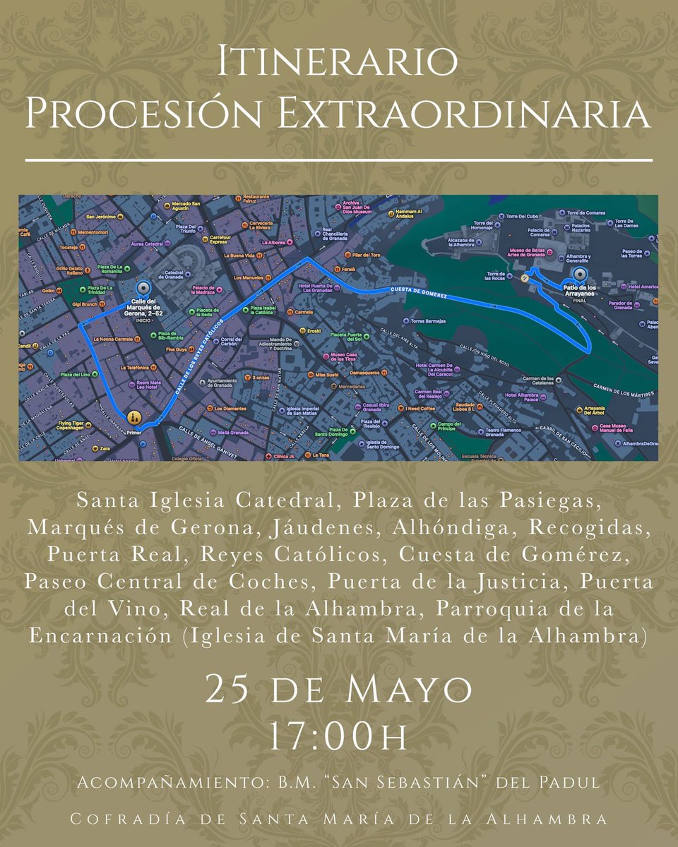 Intensa semana junto a Santa María de la Alhambra con motivo del XXV aniversario de su Coronación.

#SemanaSanta #Granada