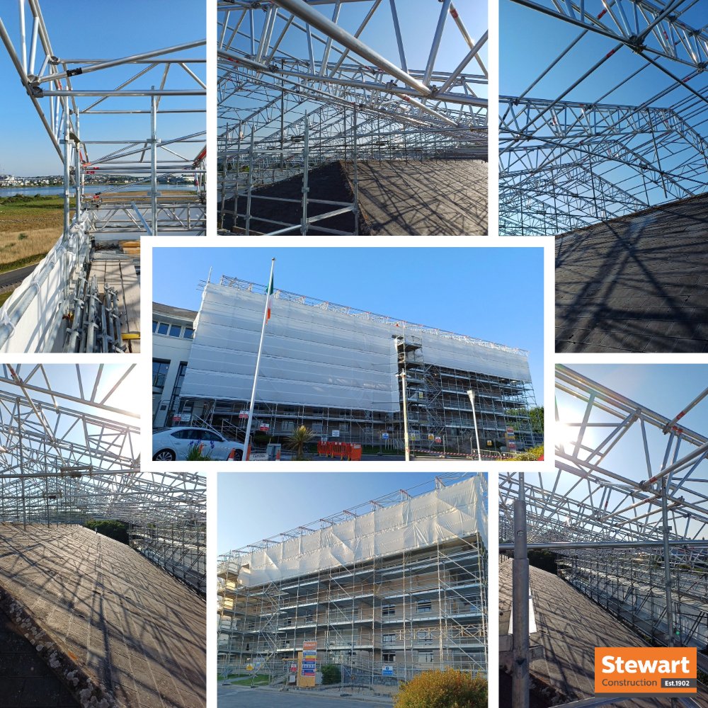 The scaffolding is up - for works at Áras an tSáile, Renmore, Galway.

#OPW #Galway #Retrofit #Sustainability