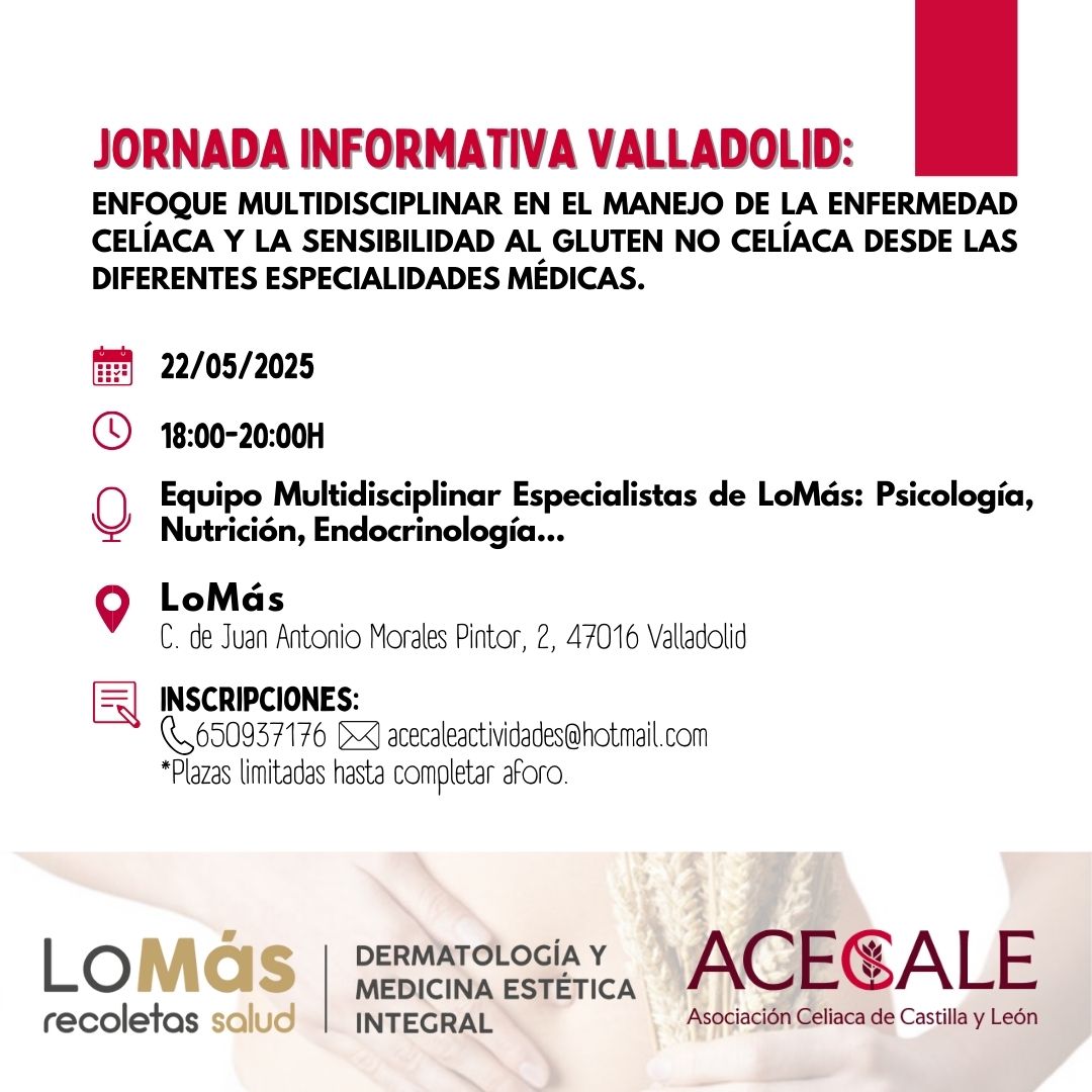 Y el jueves 22 de mayo, si quieres conocer más sobre el abordaje de la E.C y la Sensibilidad al Gluten no Celíaca, desde otras especialidades, no te pierdas esta interesante jornada:
👇👇
#celiacoscyl