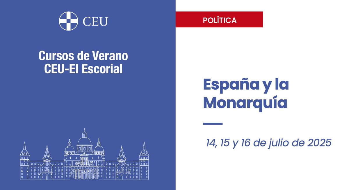 De los Reyes Católicos a Felipe VI.
📚 El curso “España y la Monarquía” recorre siglos de historia para entender la función de la Corona hoy.

Con <a href="/CharlesTPowell/">Charles Powell</a> , Juanjo Laborda y muchos más.

Detalles y reservas aquí: cursosverano.ceu.es/cursos-verano/…