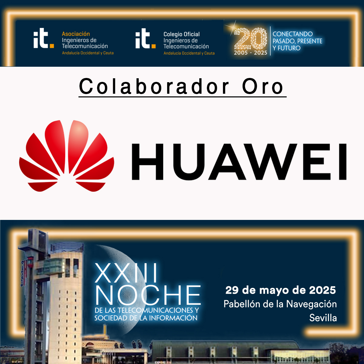 Agradecemos a Huawei su presencia como Colaborador Oro de la #23NocheCOITAOC ‼️
La multinacional china participará de una agenda dinámica para favorecer las sinergias positivas entre los asistentes, el próximo 29 de mayo en el <a href="/PNavegacion/">Pabellón Navegación</a> de #Sevilla
lanochedelastelecomunicaciones.es/colaboradores/
